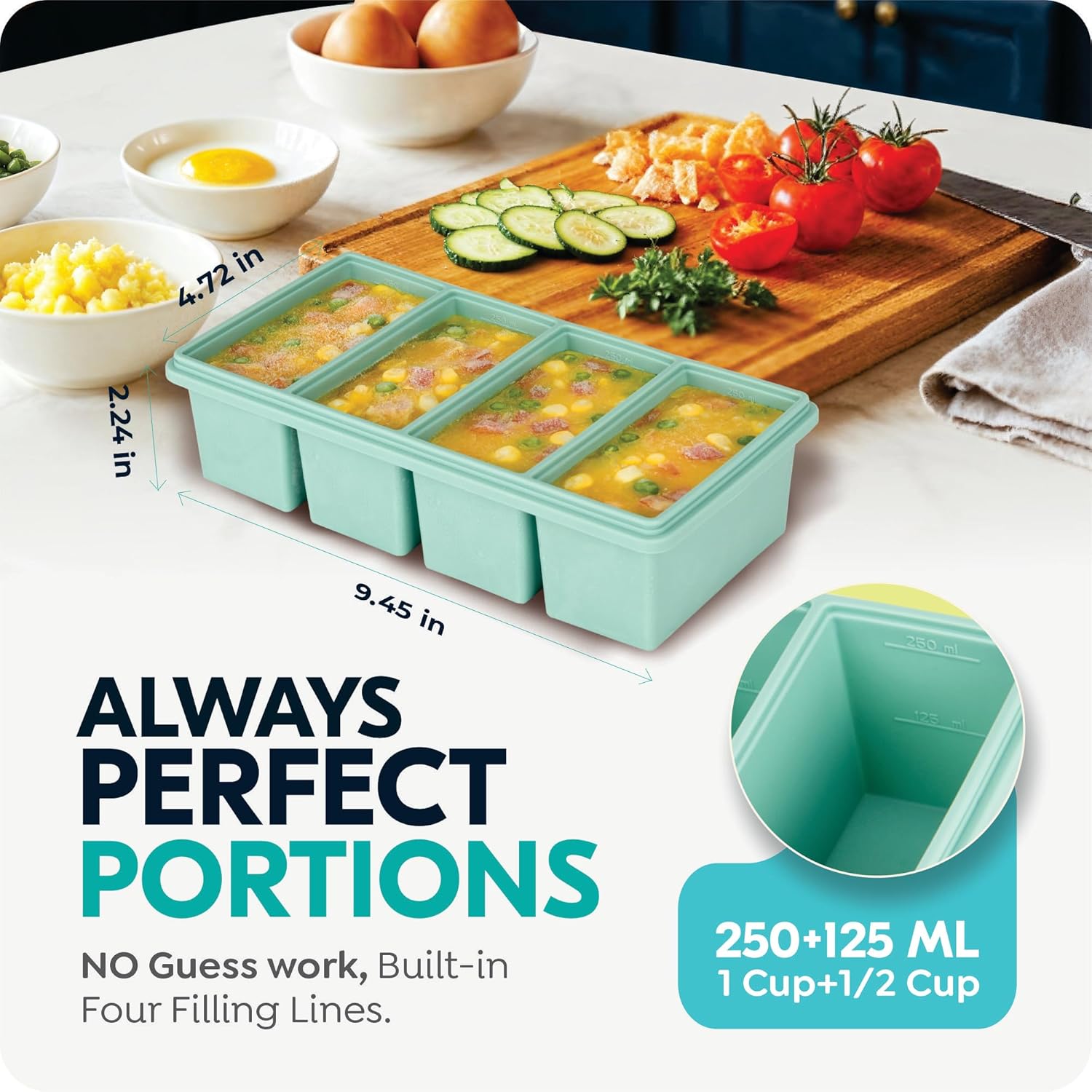 1000ML Silicone Freezer Tray w - огляд і ціна Meal Prep Chia Pudding